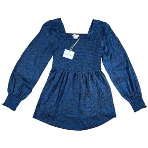 Ingrid and‎ Isabel NEW Women's Maternity Everywear Smocked Top Animal Blue XS